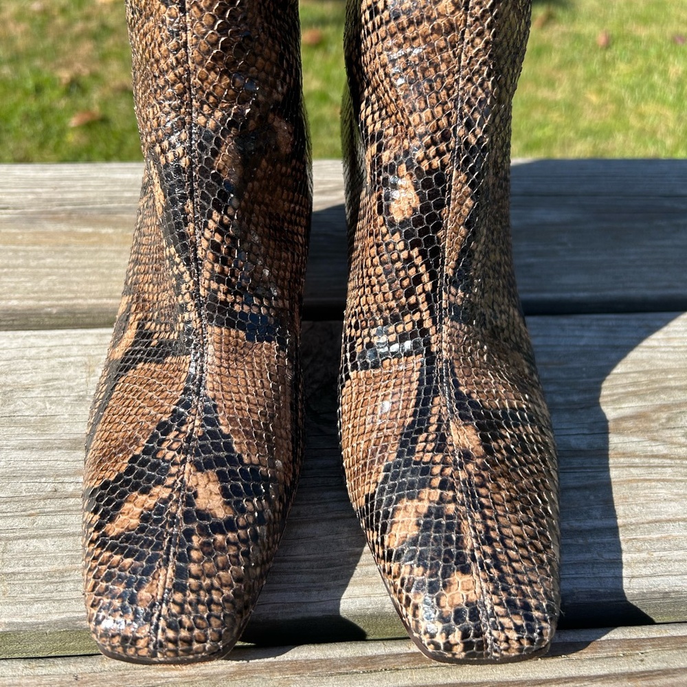 Veronica Beard Brown Python Snakeskin Leather Squ… - image 4